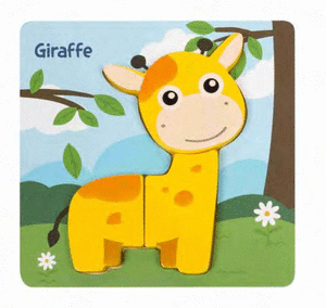 Puzzle de madera infantil 3 piezas diseÑo jirafa