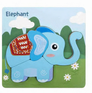 Puzzle de madera infantil4 piezas diseÑo elefante