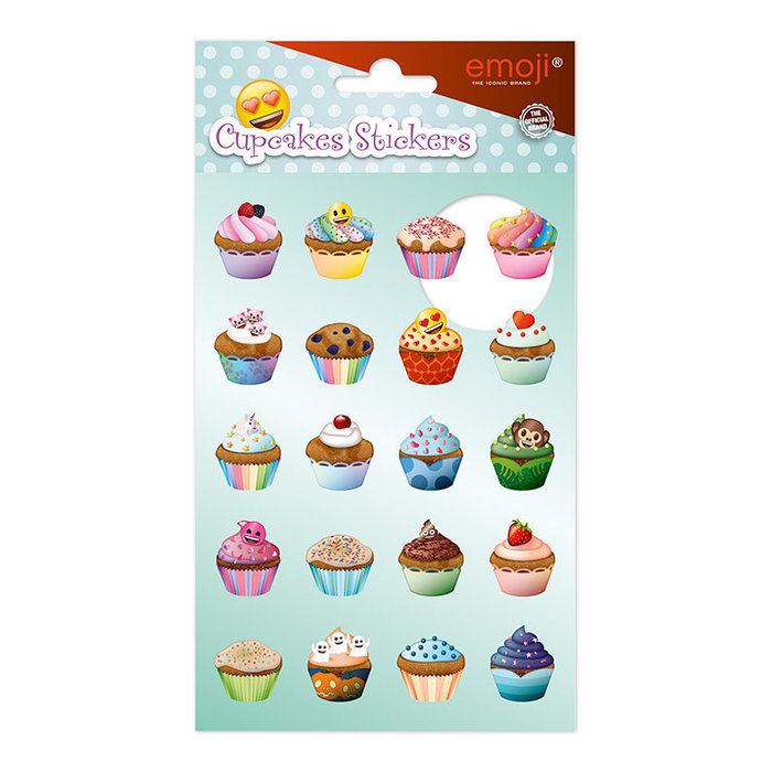 Set stickers emoji cupcakes