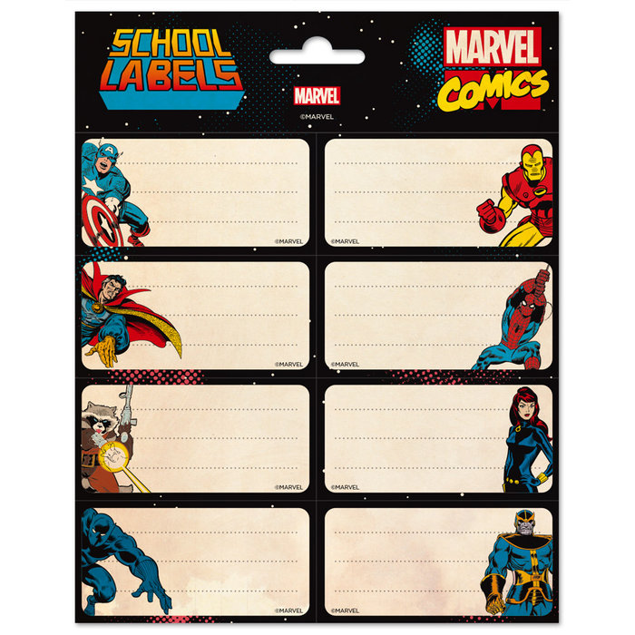 Etiquetas escolares marvel comics avengers