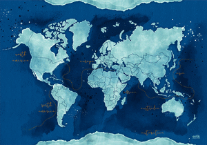 Vade escolar mapa de mundo acuarela