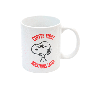 Taza snoopy coffe first questions later
