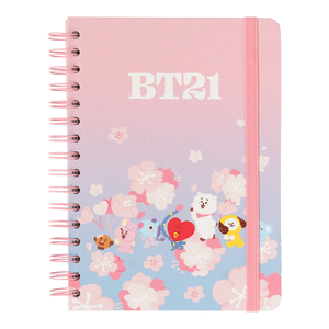 Cuaderno tapa forrada a5 bullet bt21 cherry blossom