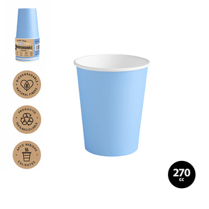 Vaso carton biodegradable azul pastel 270cc (9oz) 10 uds