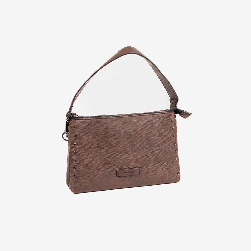 Bolso de hombro con bandolera tachuelas marron serie alamo ARGOT - Main Image