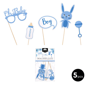 Set accesorios para photocall baby shower boy carton 5 uds