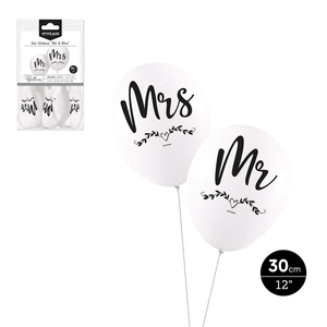 Set globos ´mr & mrs´ diseÑ surtid en venta 30cm latex 8 ud