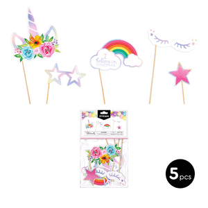 Set accesorios photocall unicornio iridiscente carton