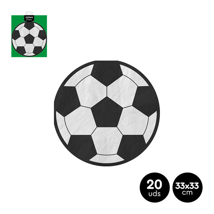 Servilleta capa forma de futbol 33x33 cm 20 uds - La Librería Ambulante
