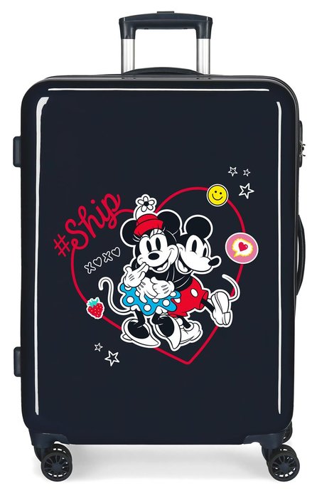 Maleta mediana mickey \u0026 minnie rigida 68cm azul marino - Librería Anabel