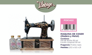 Set de belleza maquina de coser madera vintage