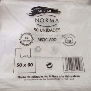 Bolsa camiseta 50x60 70% reciclado 2 kilos