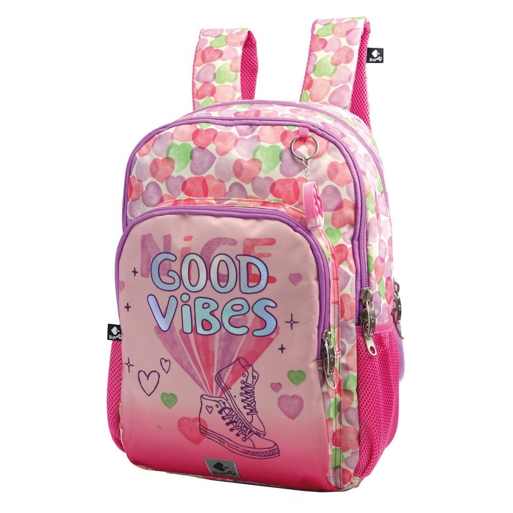 Mochila escolar grande adaptable good vibes