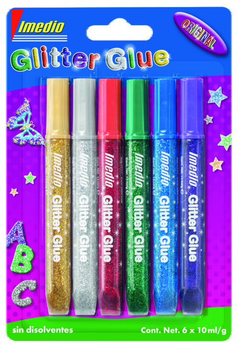 Pegamento imedio glitter glue 10ml original 6 colores - Música y Deportes