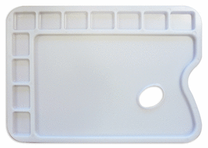 Paleta de plastico rectangular para acrilico y tempera