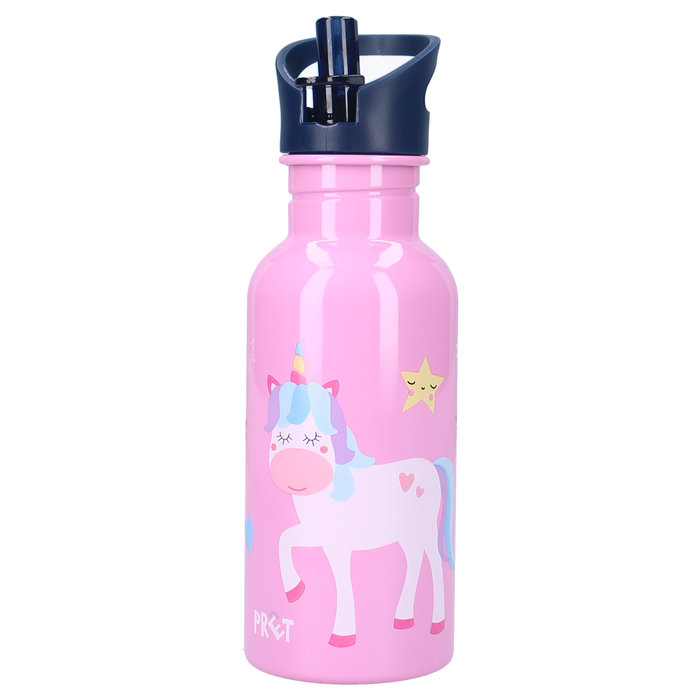 Botella agua con pajita Unicornios